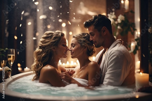 Couple in love enjoys a romantic spa experience 