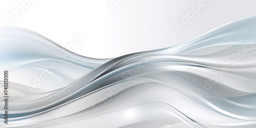 Moving designed horizontal banner with Silver. Dynamic curved lines with fluid flowing waves