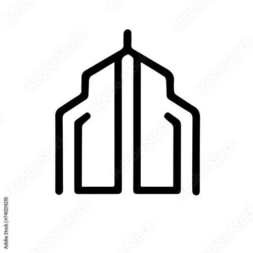 Black Church building icon isolated on white background. Christian Church. Religion of church. Vector