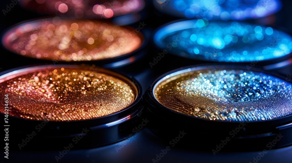 Close Up of Four Different Colored Eyeshades Close Up of Four Different Colored Eyeshades