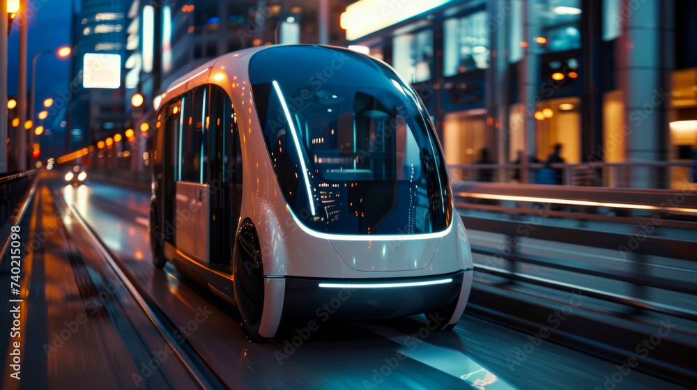 Futuristic autonomous public transportation easing city commutes