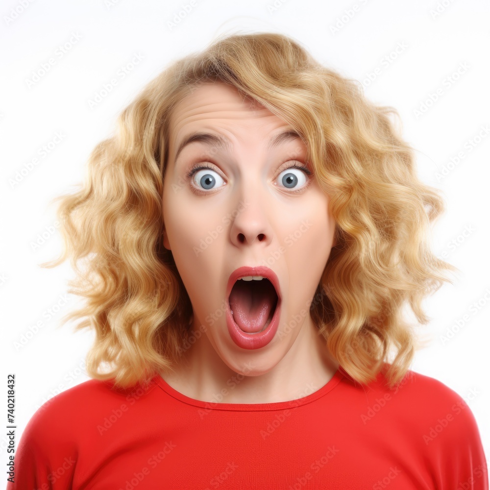 Portrait of a surprised woman on a white background. Portrait of a surprised woman on a white background.