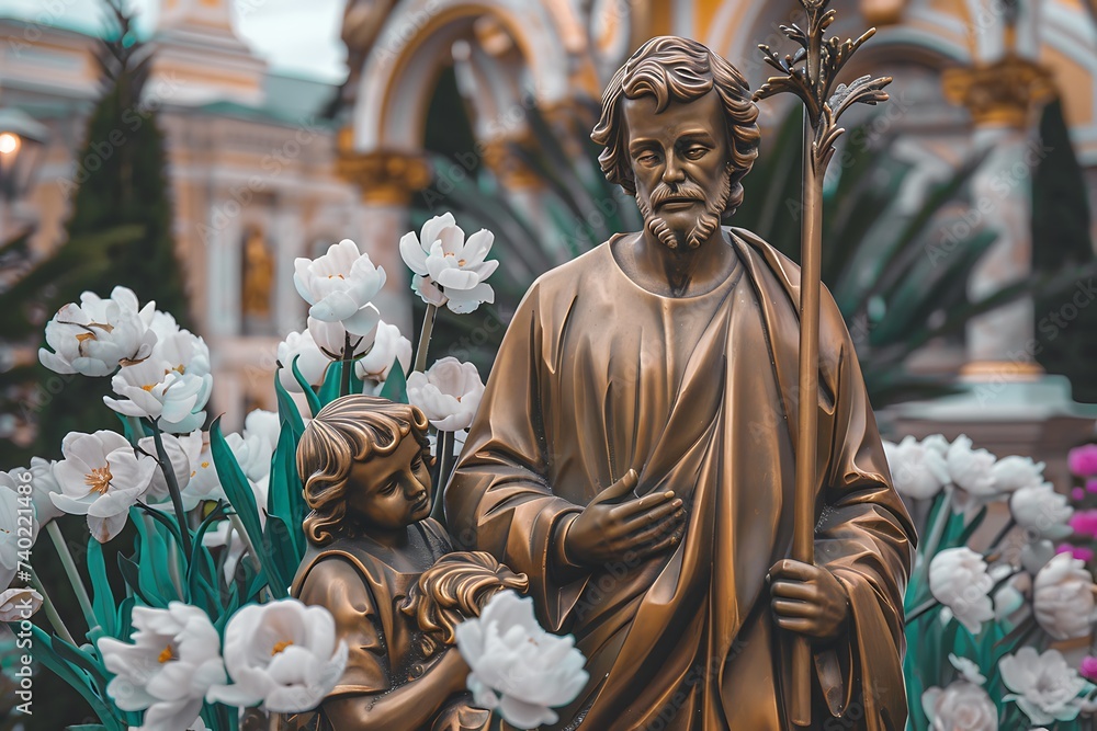 a statue of Saint Joseph and a child best for   Saint Joseph day celebration