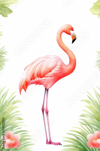 Flamingos on a white background