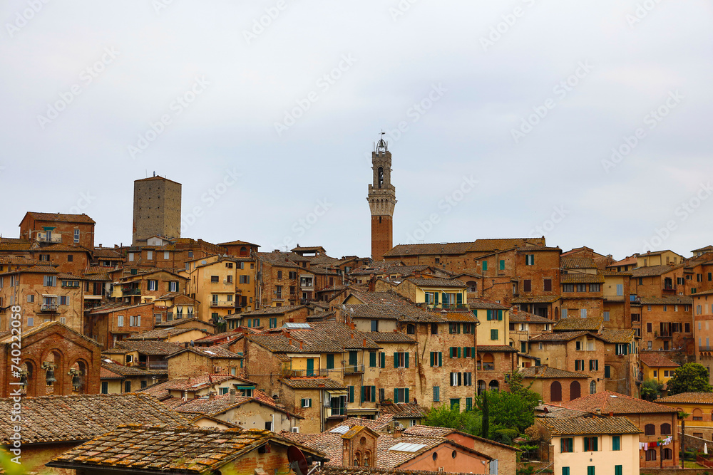 Italy Siena city view on a cloudy autumn day
