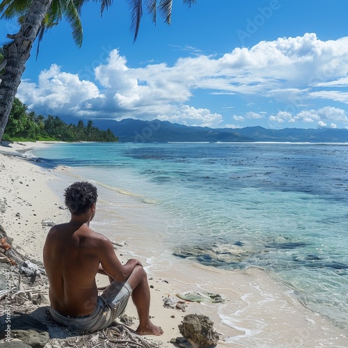 Fijian Sulu on pristine beach  island paradise  peaceful escape