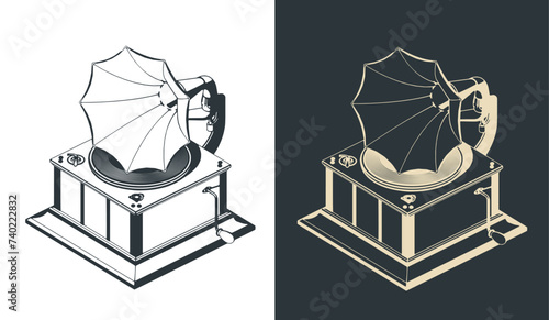 Vintage gramophone illustrations