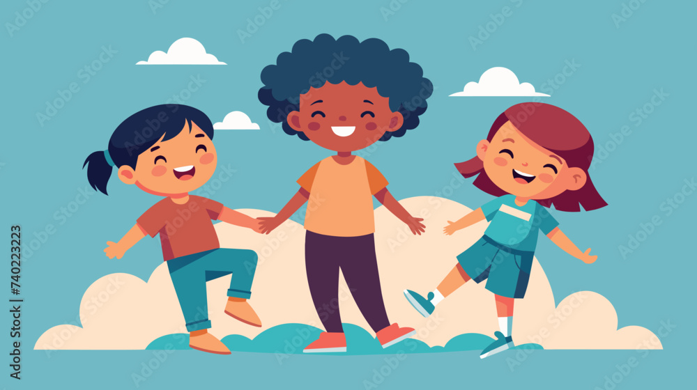 Fototapeta premium Group of Children Standing on Top of a Cloud