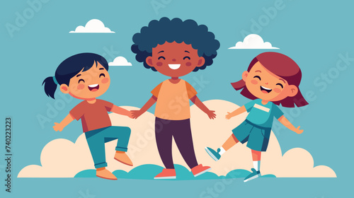 Group of Children Standing on Top of a Cloud