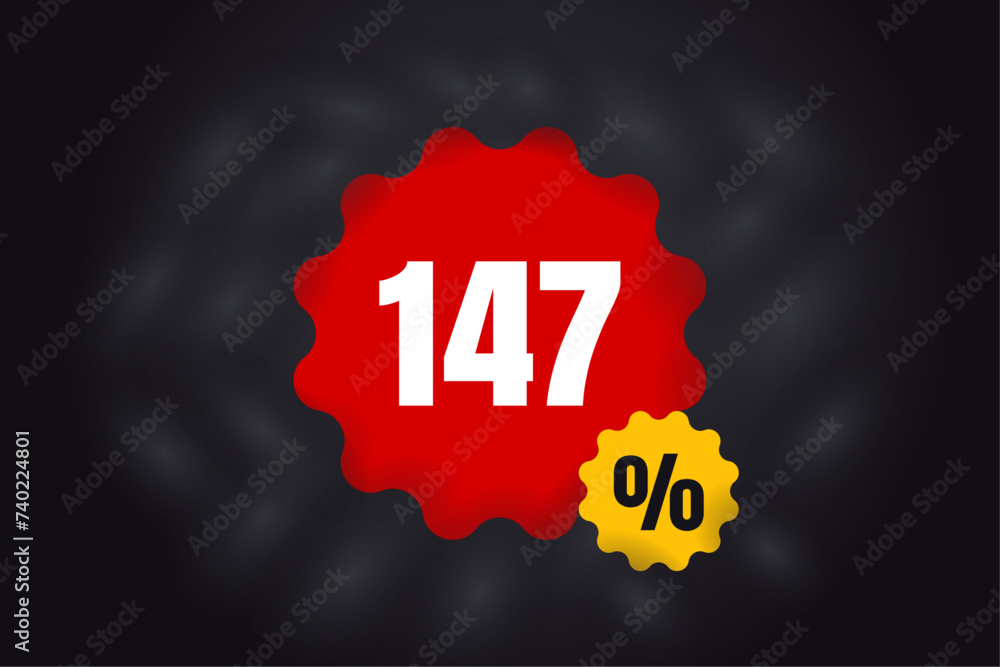 147% Discount Banner. 147 Percent Sales Promotional Design. Black ...