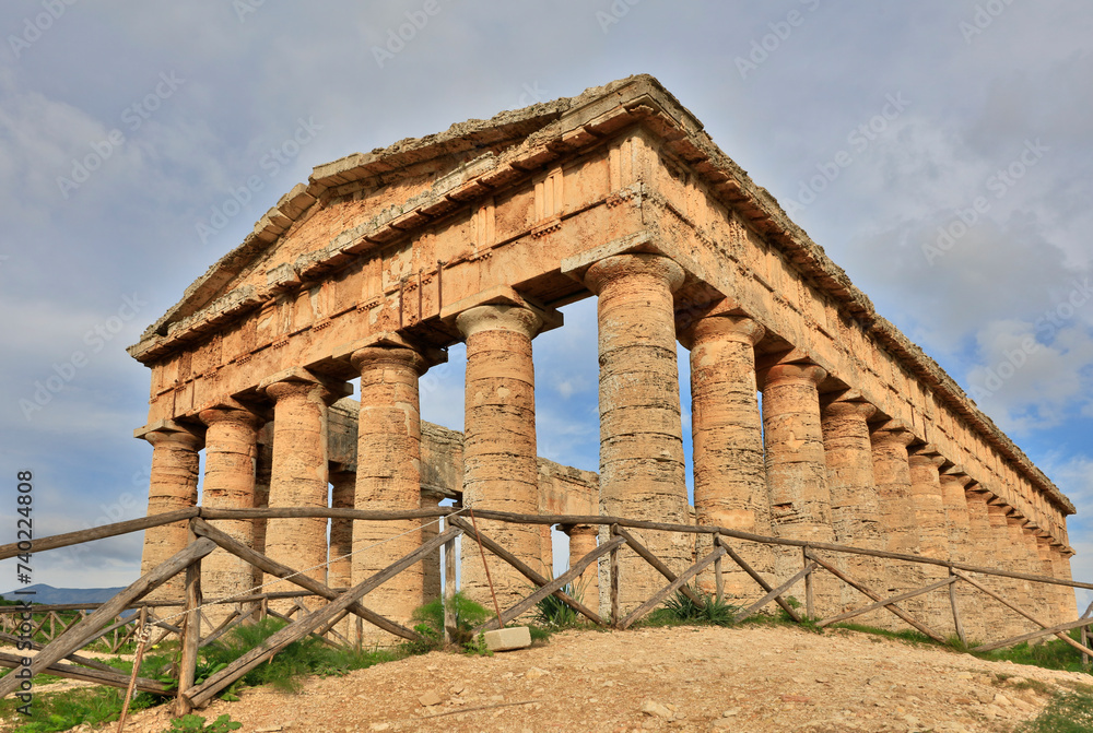 Italy Sicily Segesta city ruins on a cloudy autumn day