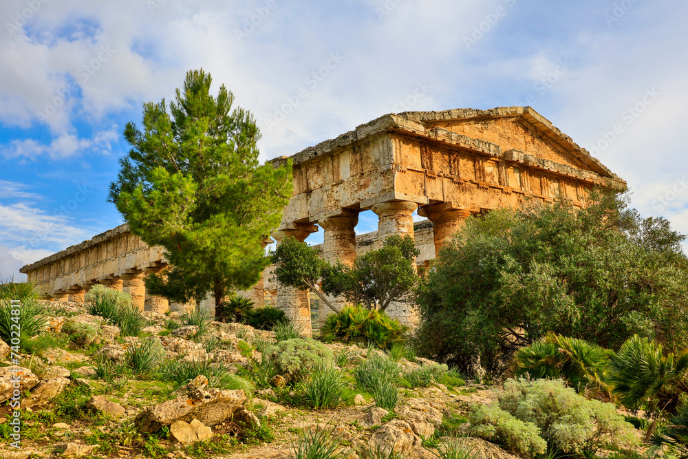 Italy Sicily Segesta city ruins on a cloudy autumn day