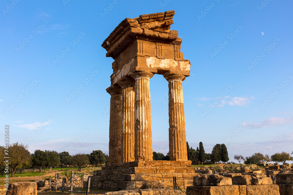 Italy Sicily Agrigento city view on a cloudy autumn day