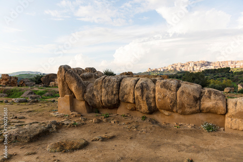 Italy Sicily Agrigento city view on a cloudy autumn day