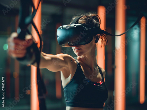An athlete exploring a virtual reality world pushing the limits of physical training and technology photo