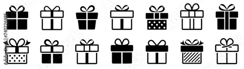 Gift box icon big set. Christmas gift icon. Surprise gift boxes collection. Stock vector photo