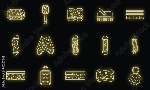 Wisp washcloth icons set outline vector. Bathroom wash fiber. Bath body care