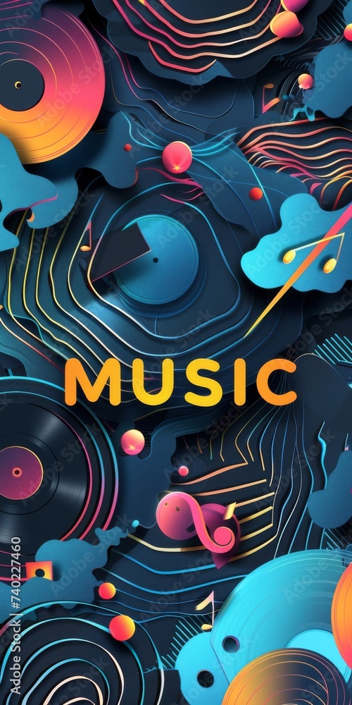 Obraz premium Electronic music festival poster with abstract lines. Design template for flyer, presentation, brochure.
