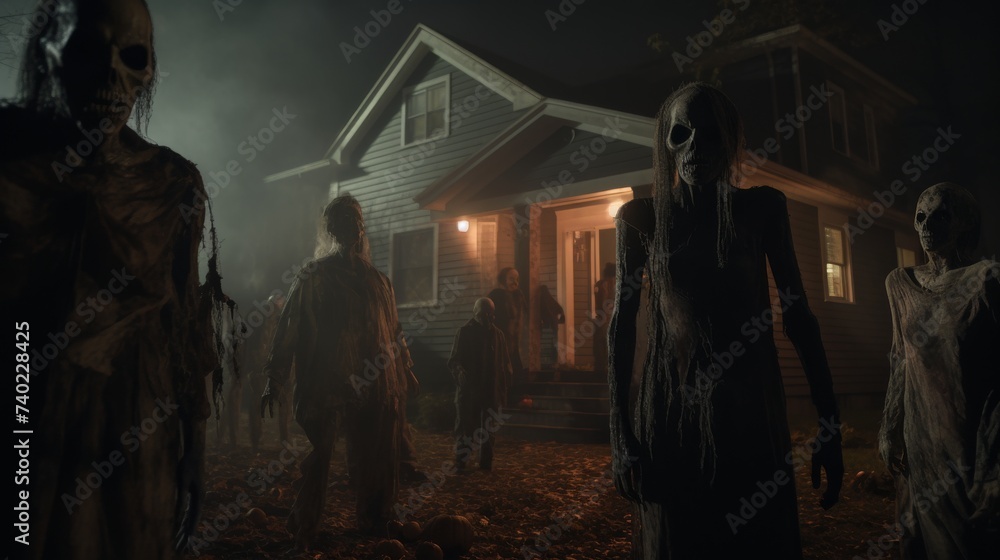 A Group of Zombies Standing in the Dark A Group of Zombies Standing in the Dark