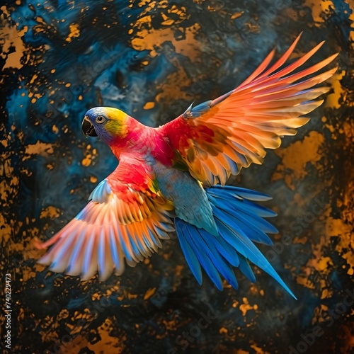a colorful bird flying in air © Aliaksandr Siamko
