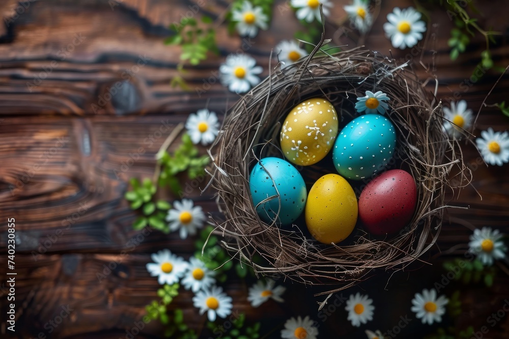 Happy Easter Eggs storyboard. Bunny hopping in flower dogwood blossom decoration. Adorable hare 3d tomb rabbit illustration. Holy week Egg scavenger hunt card eggplant Happy Easter Eggs storyboard. Bunny hopping in flower dogwood blossom decoration. Adorable hare 3d tomb rabbit illustration. Holy week Egg scavenger hunt card eggplant