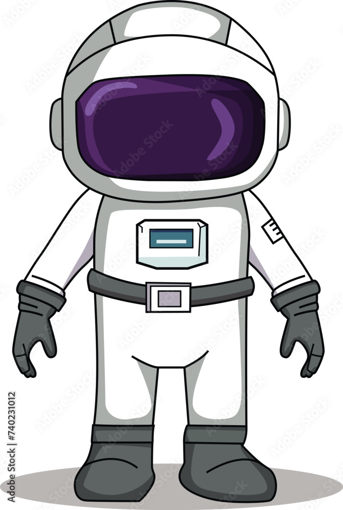 Fototapeta premium Astronaut cartoon character standing on a white background