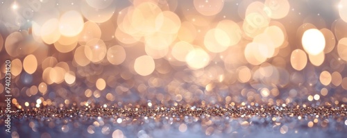 Sparkling iridescent glitter with gold tones, abstract background