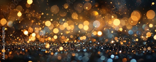 Sparkling blue and gold glitter, abstract background