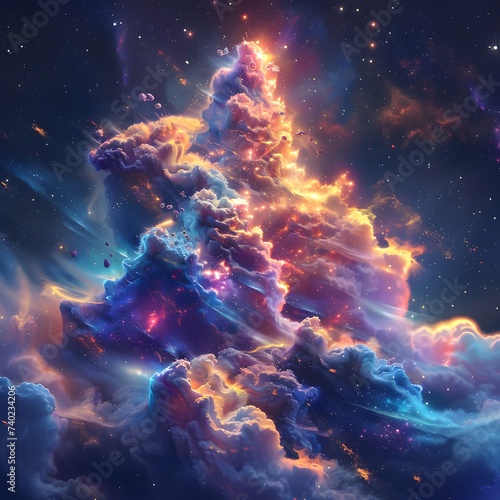 a colorful image of a nebula in space, in the style of dreamy realism