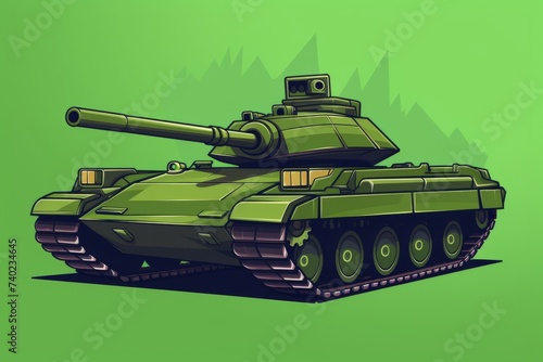 Drawing of a Tank on a Green Background