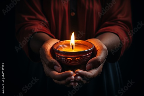 Lit candles and Bokeh Lights darkness background