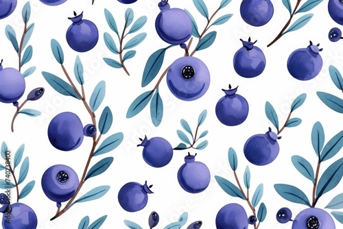 Blueberry pattern on white background