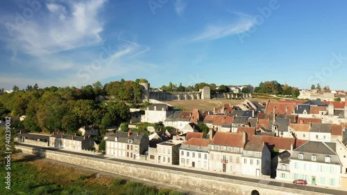 The old castle of Charite sur Loire in Europe, France, Burgundy, Nievre, in summer, on a sunny day. photo