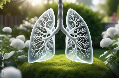  Lungs in the garden. Concept of health and medicine.