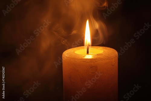 Burning candle for sad cases, mourning occasions, background. Generative AI