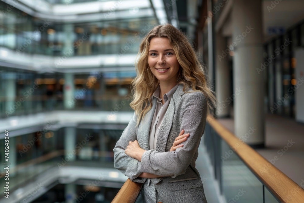 Fototapeta premium A confident Caucasian businesswoman poses