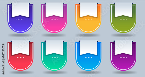Set of gradient shield templates for advertising text and certificates, design for business