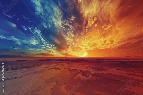 Alien desert vista Surreal terrains under an exotic sky Digital art creation for science fiction scenery