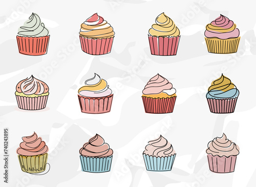 Cupcake-Illustrationen  Anonymes Vektorgrafik-B  ndel
