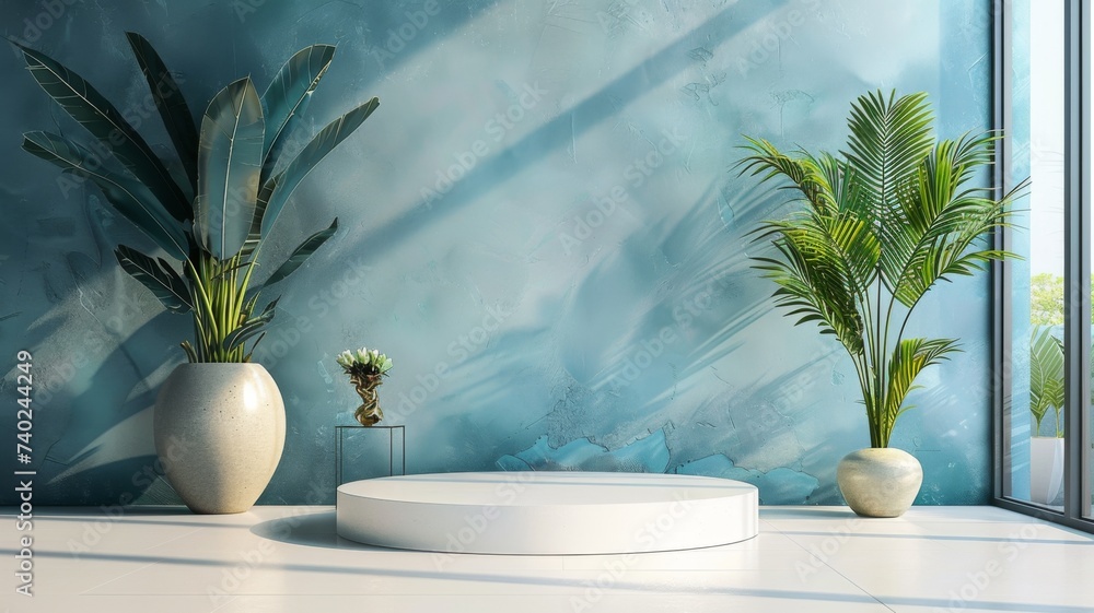 Empty Podium Tropical Plant Interior Design - An indoor setting with ... - Tropical Plant Interior Design Collections