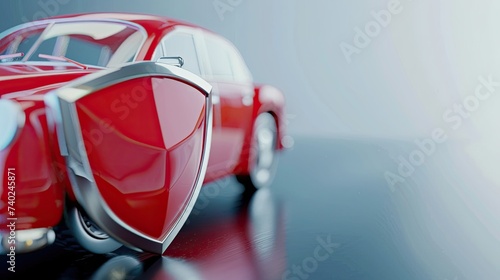 Car Insurance Symbol on Car Background