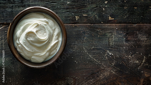 Homemade Yogurt Simplicity - Pure and Fresh Dairy in Earthenware Dish.