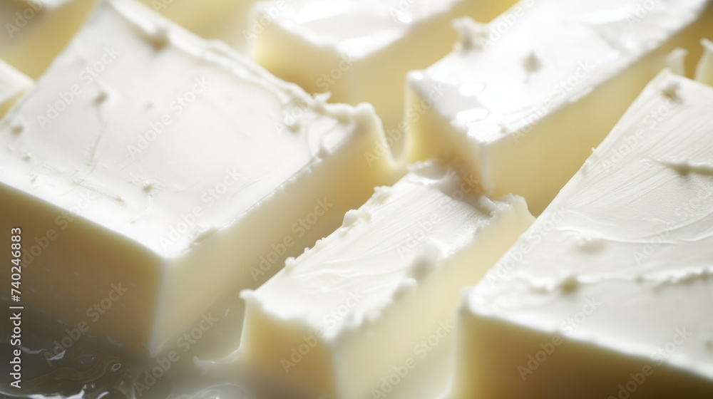 Farmstead Butter Cubes - Premium organic butter in a detailed macro shot.