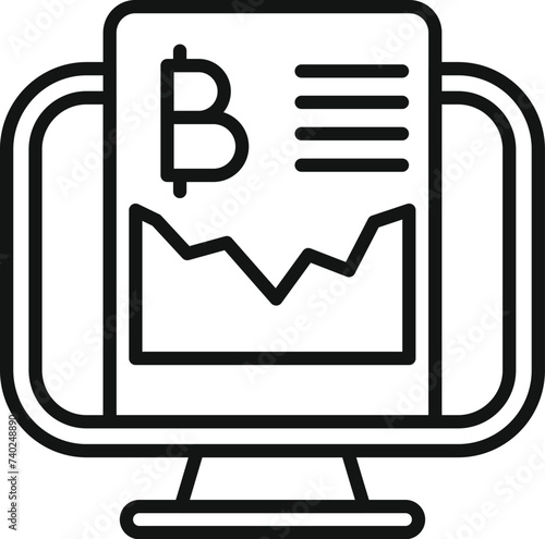 Financial gain crypto icon outline vector. Cash coin. Bar digital price