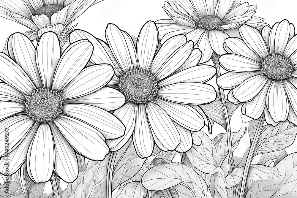 custom made wallpaper toronto digitalColoring book flowers doodle style black outline.