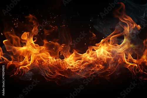 Fire flames isolated on black background © pixeness