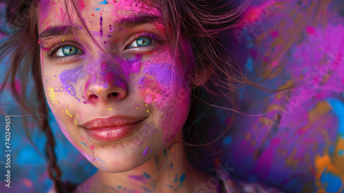 Indian Holi festival with colors and sprinkles on people