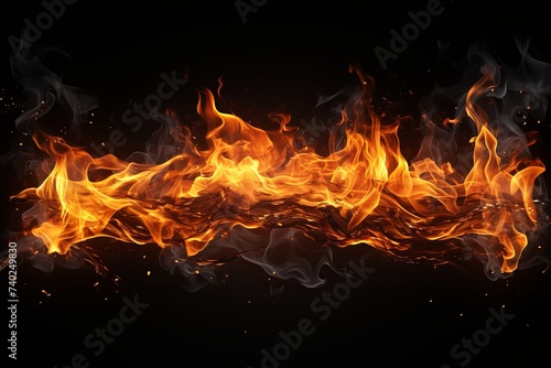 Fire flames isolated on black background © pixeness
