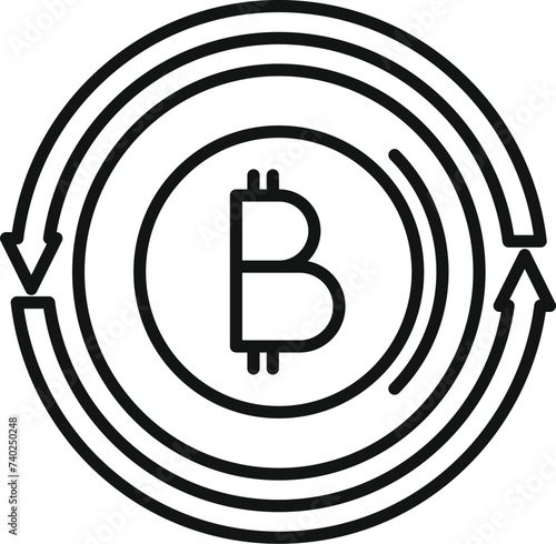 Bitcoin change icon outline vector. Online monetary system. Data price salary