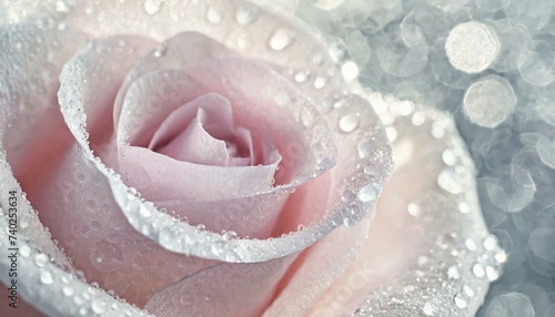 close up of pink rose flower in drops